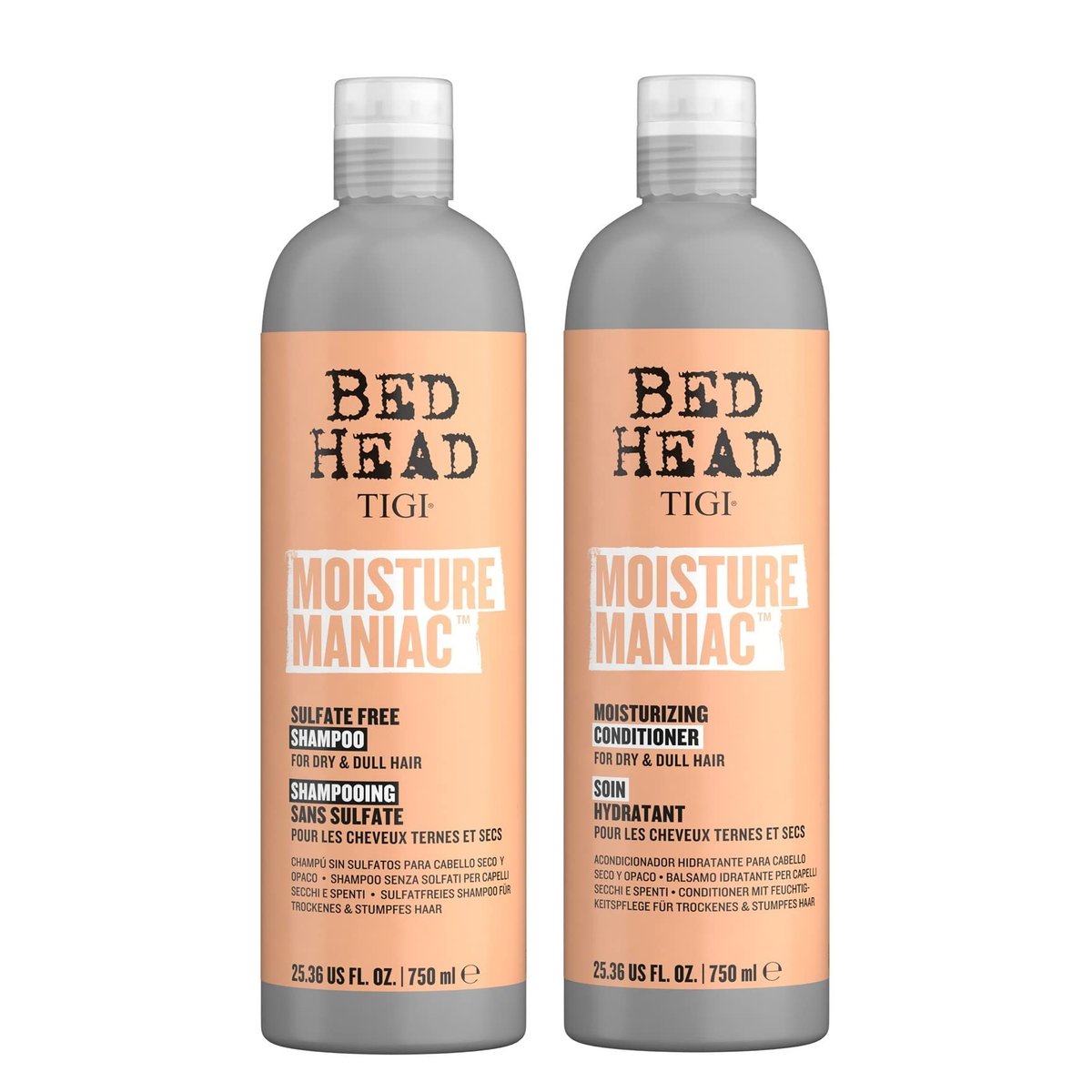 TIGI Bed Head Moisture Maniac Sulfate-Free Shampoo and Conditioner Set for Dry Hair with Argan Oil, 25.36 fl oz (2 Pack) - görsel 2