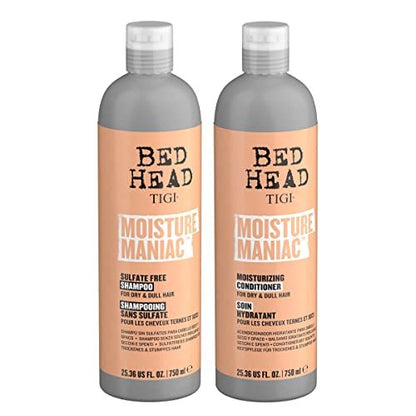 TIGI Bed Head Moisture Maniac Sulfate-Free Shampoo and Conditioner Set for Dry Hair with Argan Oil, 25.36 fl oz (2 Pack)