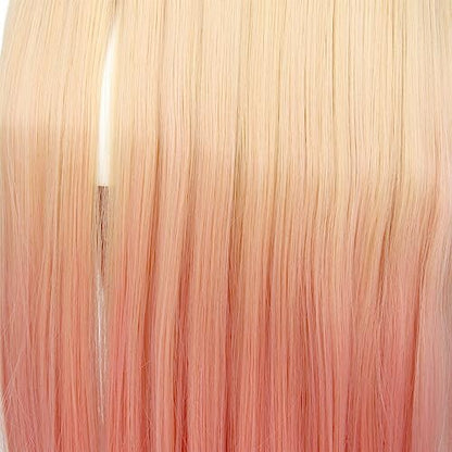 Linfairy Long Blonde Dye Pink Cosplay Wig for Women – 60cm Halloween Costume Wig