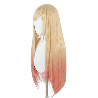 Linfairy Long Blonde Dye Pink Cosplay Wig for Women – 60cm Halloween Costume Wig
