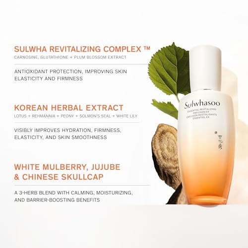 Sulwhasoo Essential Revitalizing Emulsion EX - 24-Hour Hydrating Face Lotion for Soothing & Barrier Support Avelisse