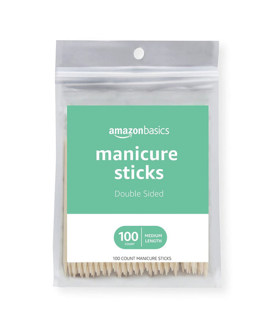 Double Sided Manicure Sticks for Nail Care, Cuticle Pusher, Pedicure Tool - Orange, 100 Count