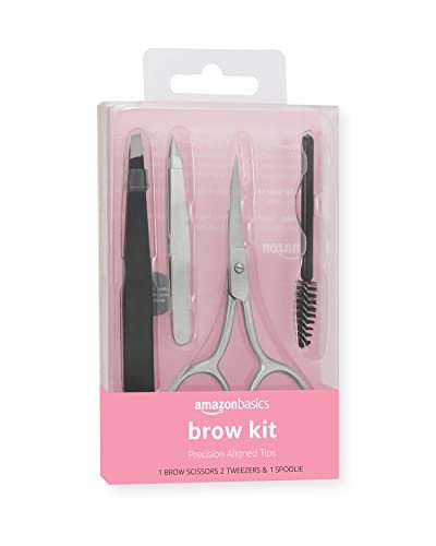 4-Piece Eyebrow Grooming Kit with Scissors, Tweezers, and Spoolie Brush for Shaping at Home – Black - görsel 2