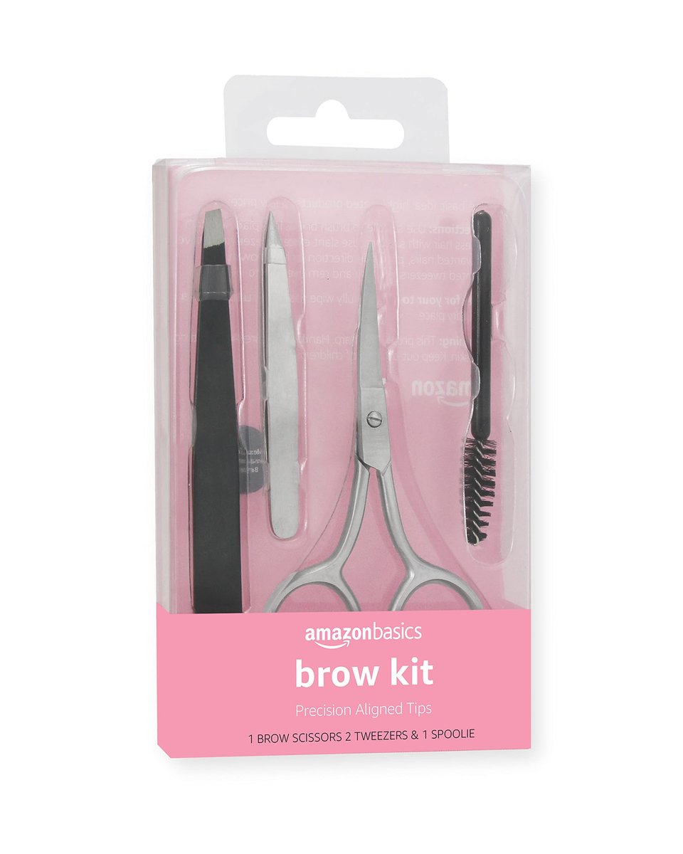 4-Piece Eyebrow Grooming Kit with Scissors, Tweezers, and Spoolie Brush for Shaping at Home – Black - görsel 1