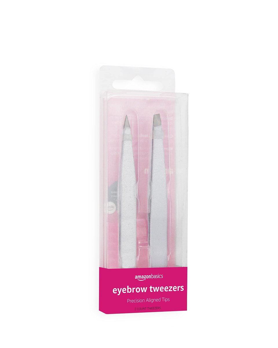 Precision Stainless Steel Eyebrow Tweezers for Fine Hair Removal, 2 Pack - görsel 1