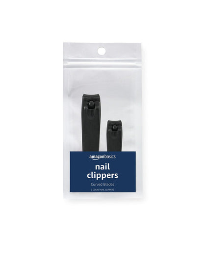Professional Nail Clipper Set for Toenails and Fingernails - Alloy Steel, Black, 2-Pack