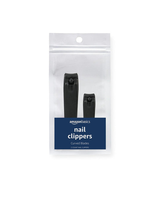 Professional Nail Clipper Set for Toenails and Fingernails - Alloy Steel, Black, 2-Pack