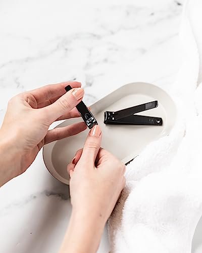Professional Nail Clipper Set for Toenails and Fingernails - Alloy Steel, Black, 2-Pack - görsel 10