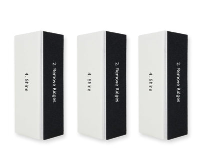 Professional 4-Way Nail Buffer Buffing Block for Manicure - Black/White, 3-Pack