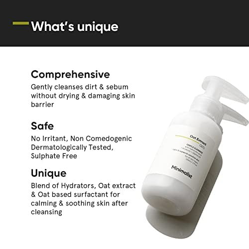 Minimalist 6% Oat Extract Gentle Face Wash for Sensitive, Dry & Dehydrated Skin with Hyaluronic Acid – Hydrating Cleanser for Women & Men, 4 Fl Oz (120 ml) - görsel 6