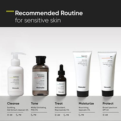 Minimalist 6% Oat Extract Gentle Face Wash for Sensitive, Dry & Dehydrated Skin with Hyaluronic Acid – Hydrating Cleanser for Women & Men, 4 Fl Oz (120 ml)
