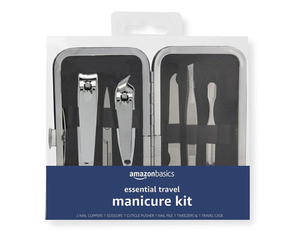 6-Piece Essential Travel Manicure Kit – Portable Grooming Set with Nail Clippers & Nail Care Tools in Travel Case