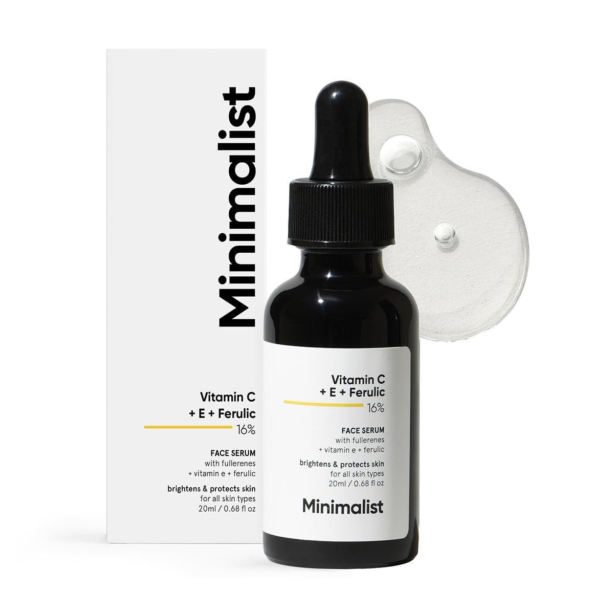 Minimalist Vitamin C+E+Ferulic Acid 16% Face Serum for Anti-Aging & Glow | Reduces Skin Damage & Redness | Brightens Dull Complexion | All Skin Types | 0.68 Fl Oz - görsel 1