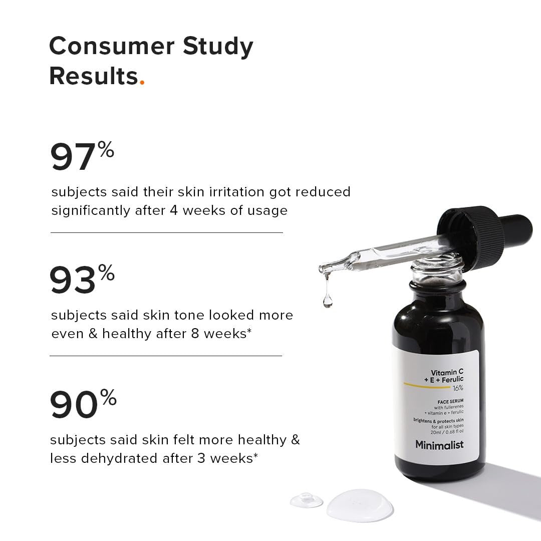 Minimalist Vitamin C+E+Ferulic Acid 16% Face Serum for Anti-Aging & Glow | Reduces Skin Damage & Redness | Brightens Dull Complexion | All Skin Types | 0.68 Fl Oz - görsel 11