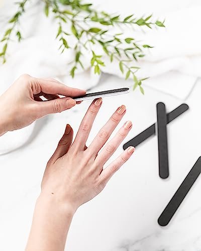 Double Sided Nail Files Salon Boards 4-Pack for Nail Care and Shaping, Black