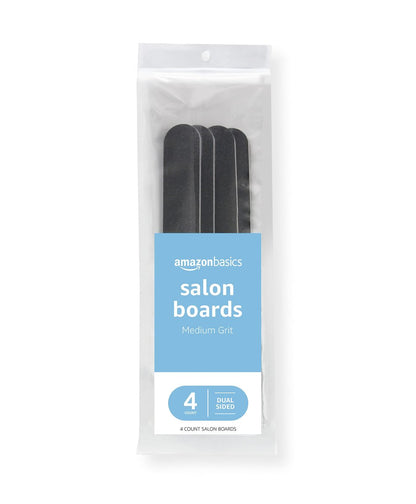 Double Sided Nail Files Salon Boards 4-Pack for Nail Care and Shaping, Black