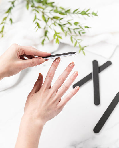 Double Sided Nail Files Salon Boards 4-Pack for Nail Care and Shaping, Black