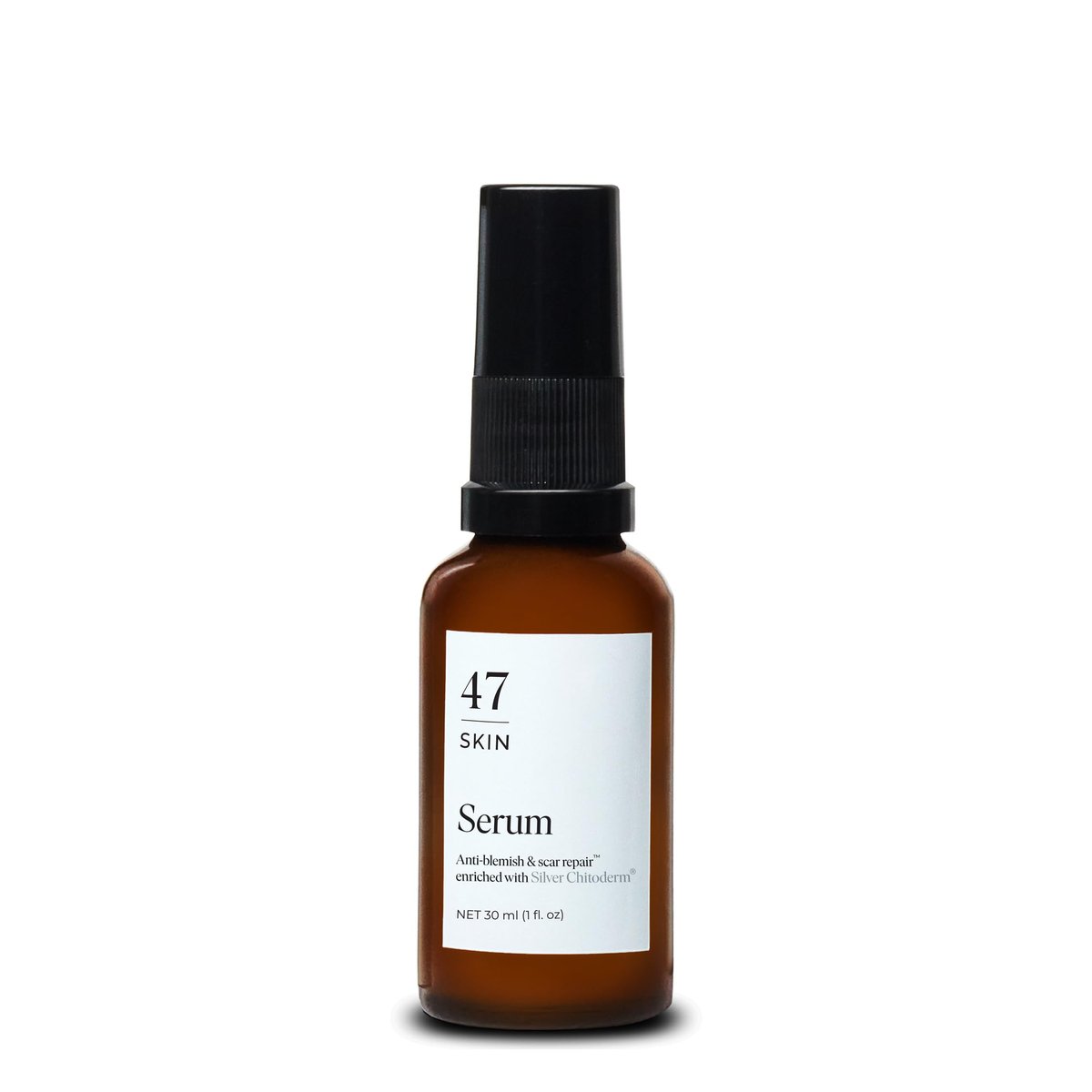 47 Skin Hydrating Face Serum with Silver Chitoderm - Clears Acne, Heals Breakouts & Repairs Scars, 30ml Avelisse