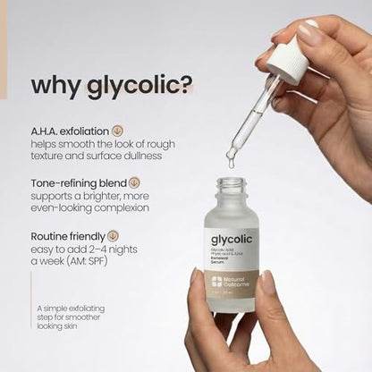 Natural Outcome Glycolic Acid/AHA 12% Renewal Serum - Anti-Aging Exfoliating Facial Serum for Smoother Skin, Clarifies Acne and Rejuvenates, 1 Oz Avelisse