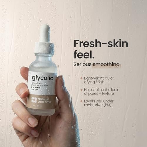 Natural Outcome Glycolic Acid/AHA 12% Renewal Serum - Anti-Aging Exfoliating Facial Serum for Smoother Skin, Clarifies Acne and Rejuvenates, 1 Oz Avelisse