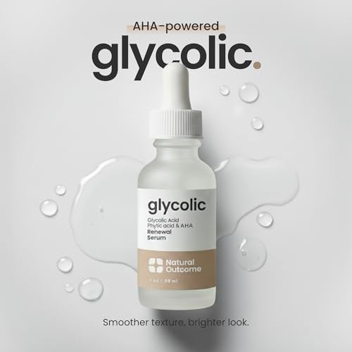Natural Outcome Glycolic Acid/AHA 12% Renewal Serum - Anti-Aging Exfoliating Facial Serum for Smoother Skin, Clarifies Acne and Rejuvenates, 1 Oz Avelisse