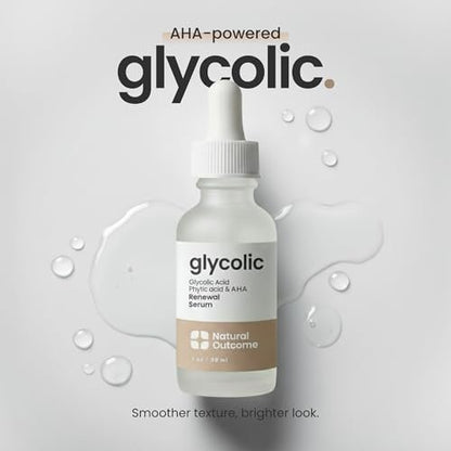 Natural Outcome Glycolic Acid/AHA 12% Renewal Serum - Anti-Aging Exfoliating Facial Serum for Smoother Skin, Clarifies Acne and Rejuvenates, 1 Oz Avelisse
