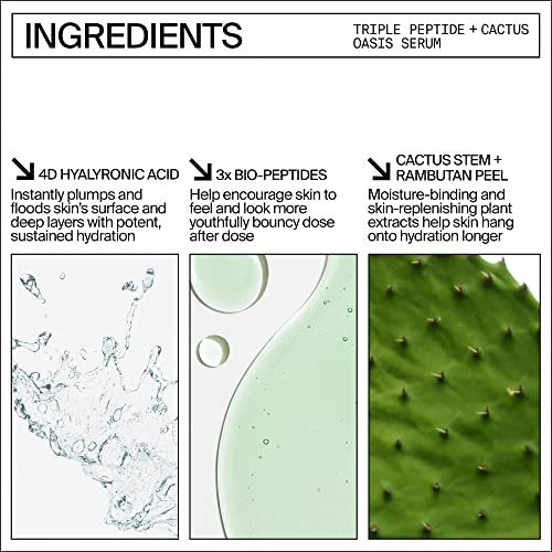Youth To The People Triple Peptide + Oasis Face Serum - Hydrating & Firming Serum for Dry Skin, Plumps Fine Lines with 4 Types of Hyaluronic Acid & Peptides, Fragrance-Free, 1 fl oz Avelisse