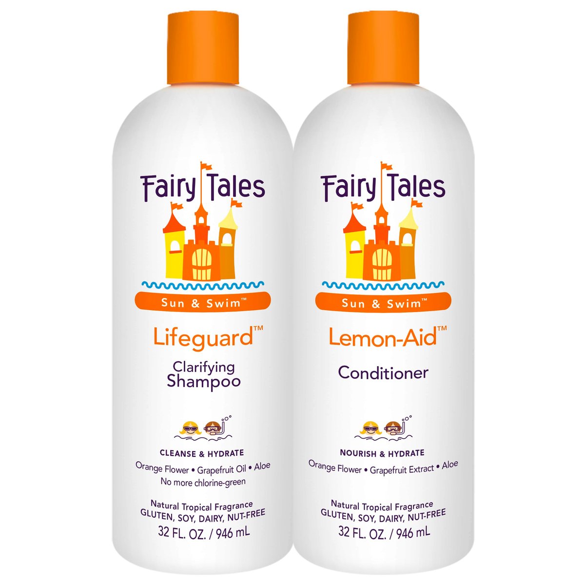Fairy Tales Swim Shampoo & Conditioner Set for Kids - 32 oz Each, Chlorine Removal, Natural Ingredients, No Parabens or Sulfates Avelisse
