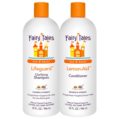 Fairy Tales Swim Shampoo & Conditioner Set for Kids - 32 oz Each, Chlorine Removal, Natural Ingredients, No Parabens or Sulfates Avelisse