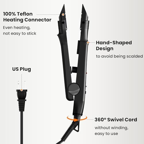 TopWigy Professional Hair Extensions Tool - Fusion Heat Iron Connector with Adjustable Temperature, Black B-tip (US Plug) Avelisse