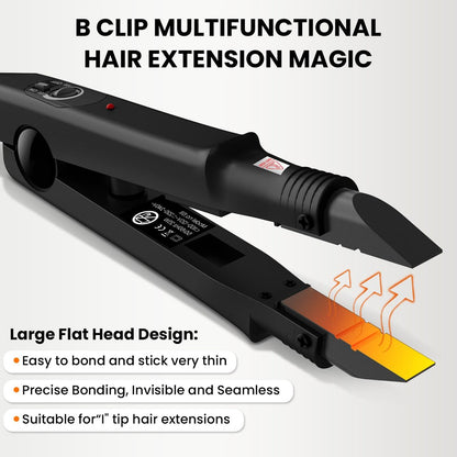 TopWigy Professional Hair Extensions Tool - Fusion Heat Iron Connector with Adjustable Temperature, Black B-tip (US Plug) Avelisse