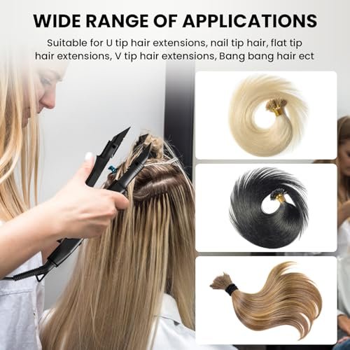 TopWigy Professional Hair Extensions Tool - Fusion Heat Iron Connector with Adjustable Temperature, Black B-tip (US Plug) Avelisse