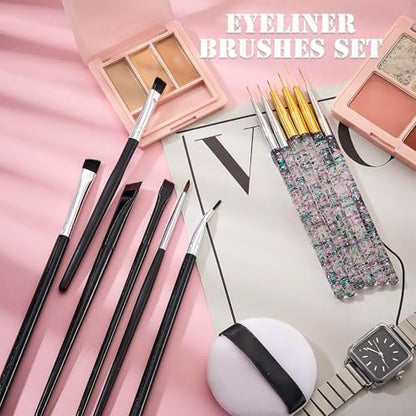 Gandeer 12-Piece Eyeliner Brush Set: Slanted, Bent & Pointed Makeup Brushes for Precision Application Avelisse