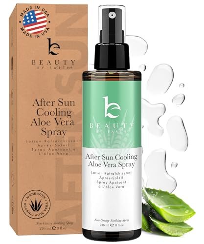 Beauty by Earth After Sun Cooling Aloe Vera Spray - USA Made with Organic Aloe Vera, Fast Absorbing After Sun Care for Sunburn Relief, 8 Fl Oz Avelisse
