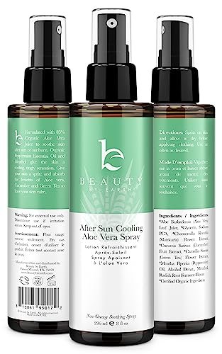 Beauty by Earth After Sun Cooling Aloe Vera Spray - USA Made with Organic Aloe Vera, Fast Absorbing After Sun Care for Sunburn Relief, 8 Fl Oz Avelisse