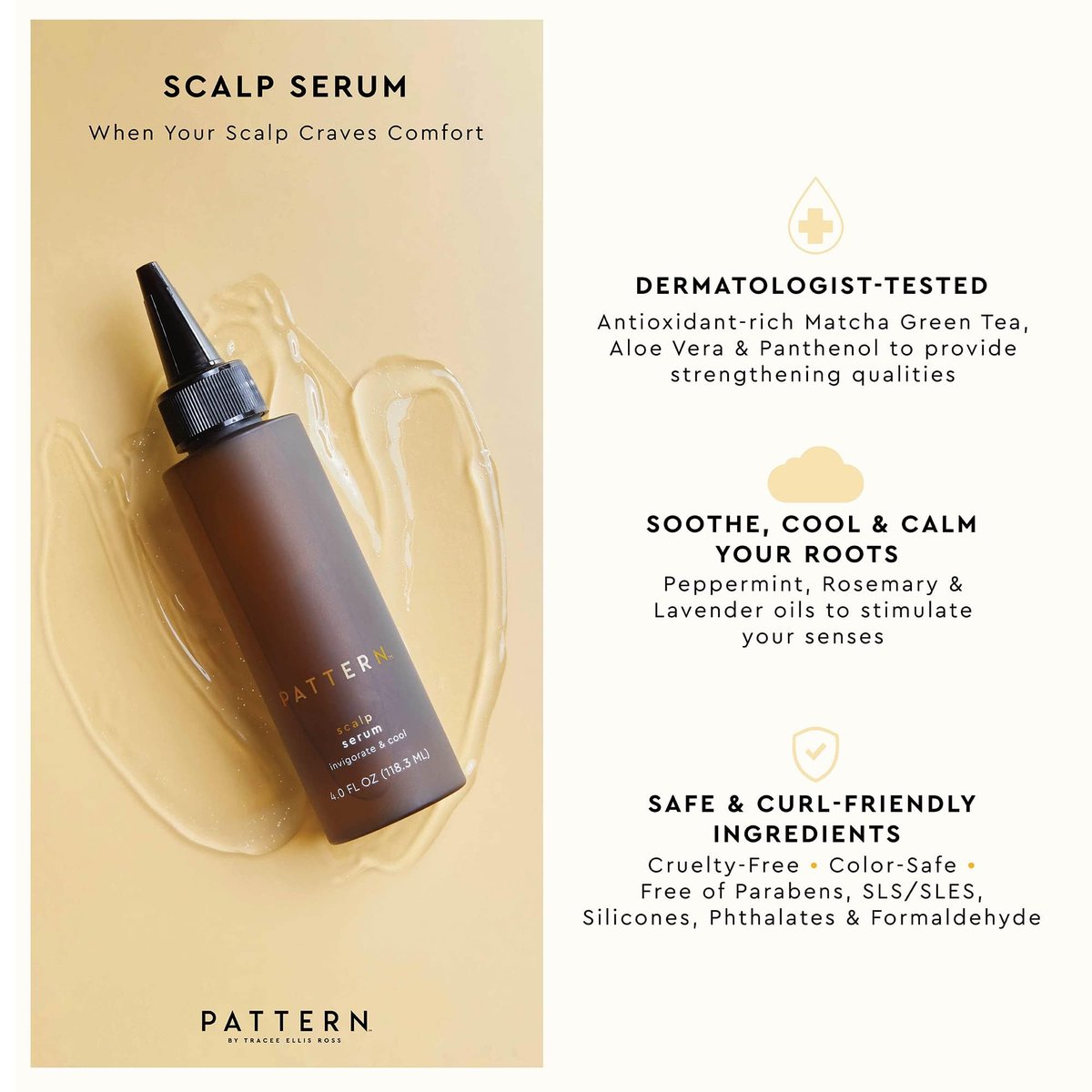 PATTERN Beauty Scalp Serum with Rosemary and Peppermint Oil – Moisturizing Treatment for Dry, Itchy Scalps, 4 Fl Oz Avelisse