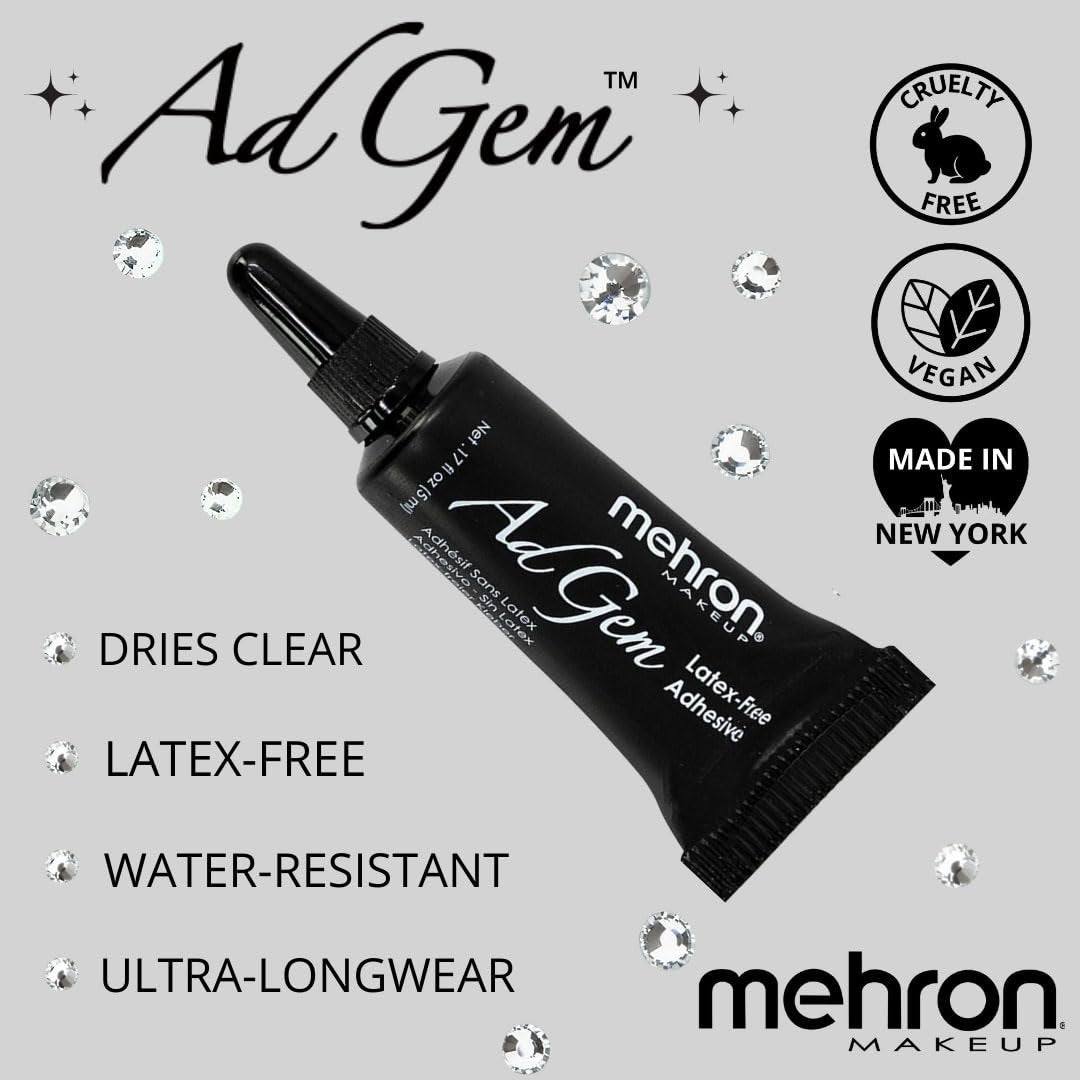 Mehron Makeup AdGem Adhesive – Latex-Free, Strong Cosmetic Glue for Rhinestones & False Lashes (0.17 fl oz) Avelisse