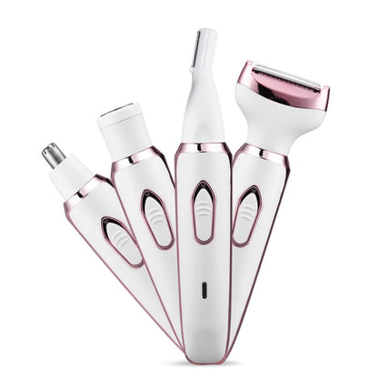 ANFOOS Electric Razor for Women - 4 in 1 Painless Hair Trimmer, Rechargeable Portable Body Shaver Set for Face, Nose, Eyebrow, Beard, Mustache, Arm, Leg, Armpit, Bikini (White, 9 Piece Set) Avelisse
