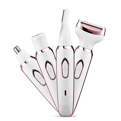 ANFOOS Electric Razor for Women - 4 in 1 Painless Hair Trimmer, Rechargeable Portable Body Shaver Set for Face, Nose, Eyebrow, Beard, Mustache, Arm, Leg, Armpit, Bikini (White, 9 Piece Set) Avelisse
