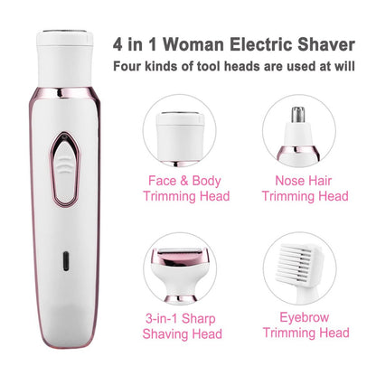 ANFOOS Electric Razor for Women - 4 in 1 Painless Hair Trimmer, Rechargeable Portable Body Shaver Set for Face, Nose, Eyebrow, Beard, Mustache, Arm, Leg, Armpit, Bikini (White, 9 Piece Set) Avelisse