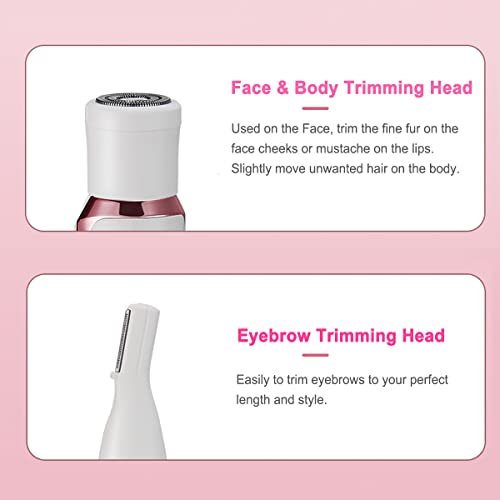ANFOOS Electric Razor for Women - 4 in 1 Painless Hair Trimmer, Rechargeable Portable Body Shaver Set for Face, Nose, Eyebrow, Beard, Mustache, Arm, Leg, Armpit, Bikini (White, 9 Piece Set) Avelisse