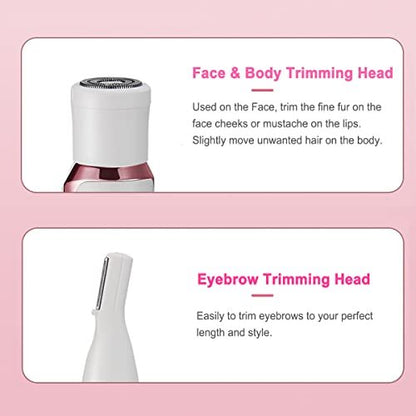 ANFOOS Electric Razor for Women - 4 in 1 Painless Hair Trimmer, Rechargeable Portable Body Shaver Set for Face, Nose, Eyebrow, Beard, Mustache, Arm, Leg, Armpit, Bikini (White, 9 Piece Set) Avelisse