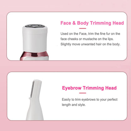 ANFOOS Electric Razor for Women - 4 in 1 Painless Hair Trimmer, Rechargeable Portable Body Shaver Set for Face, Nose, Eyebrow, Beard, Mustache, Arm, Leg, Armpit, Bikini (White, 9 Piece Set) Avelisse