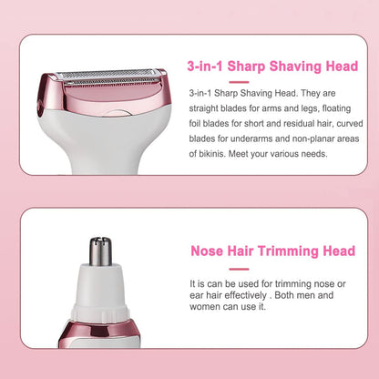 ANFOOS Electric Razor for Women - 4 in 1 Painless Hair Trimmer, Rechargeable Portable Body Shaver Set for Face, Nose, Eyebrow, Beard, Mustache, Arm, Leg, Armpit, Bikini (White, 9 Piece Set) Avelisse