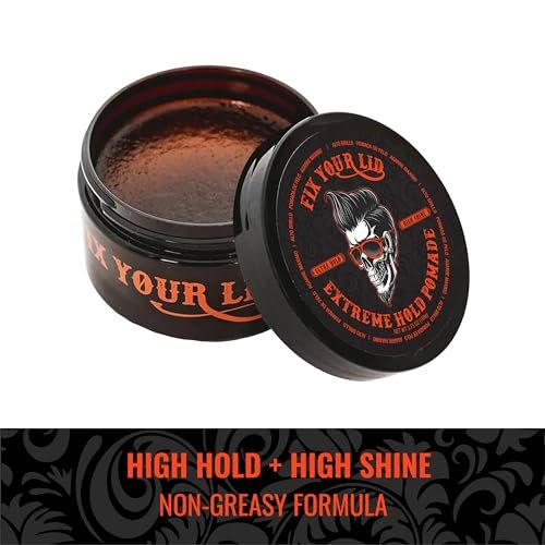 Fix Your Lid Extreme Hold Hair Pomade for Men - High Shine Water Based Hair Gel 3.75 oz - görsel 8