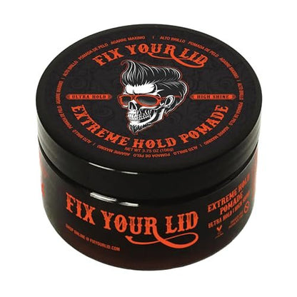 Fix Your Lid Extreme Hold Hair Pomade for Men - High Shine Water Based Hair Gel 3.75 oz