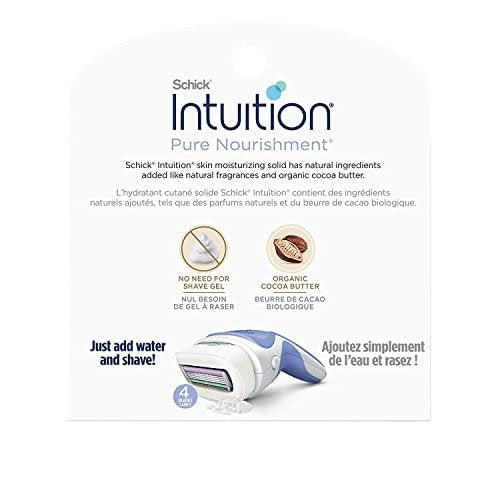 Schick Intuition Pure Nourishment Razor Refills with Organic Cocoa Butter, 12 Cartridges (4 Packs of 3) Avelisse
