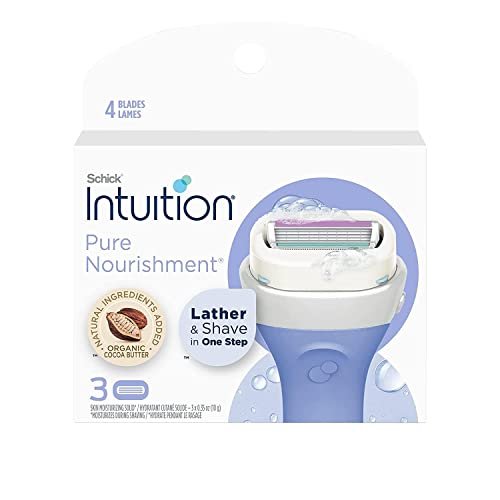 Schick Intuition Pure Nourishment Razor Refills with Organic Cocoa Butter, 12 Cartridges (4 Packs of 3) Avelisse