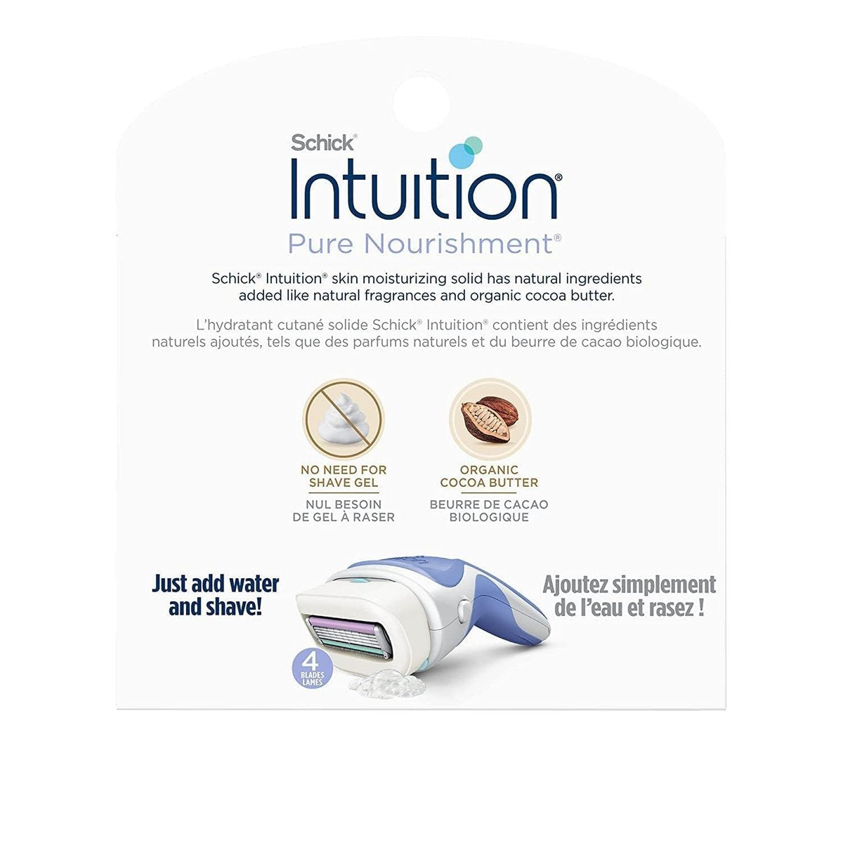 Schick Intuition Pure Nourishment Razor Refills with Organic Cocoa Butter, 12 Cartridges (4 Packs of 3) Avelisse