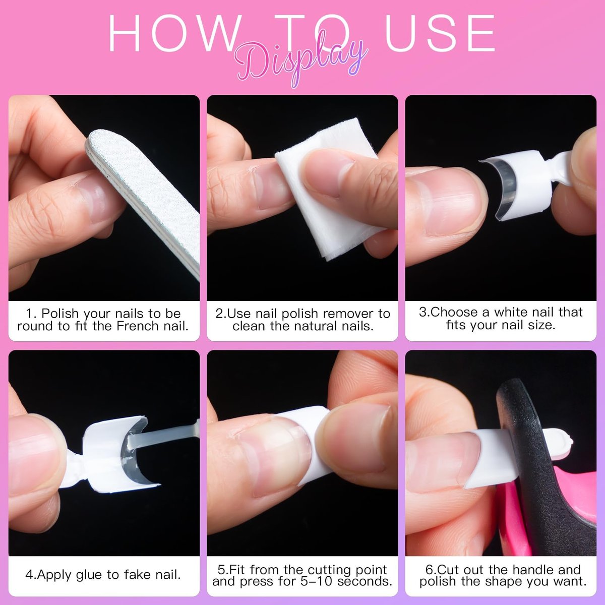 AORAEM 120 PCS Short French White Acrylic Nail Tips - Clear & White Press On False Nails for Women, 12 Sizes - görsel 7